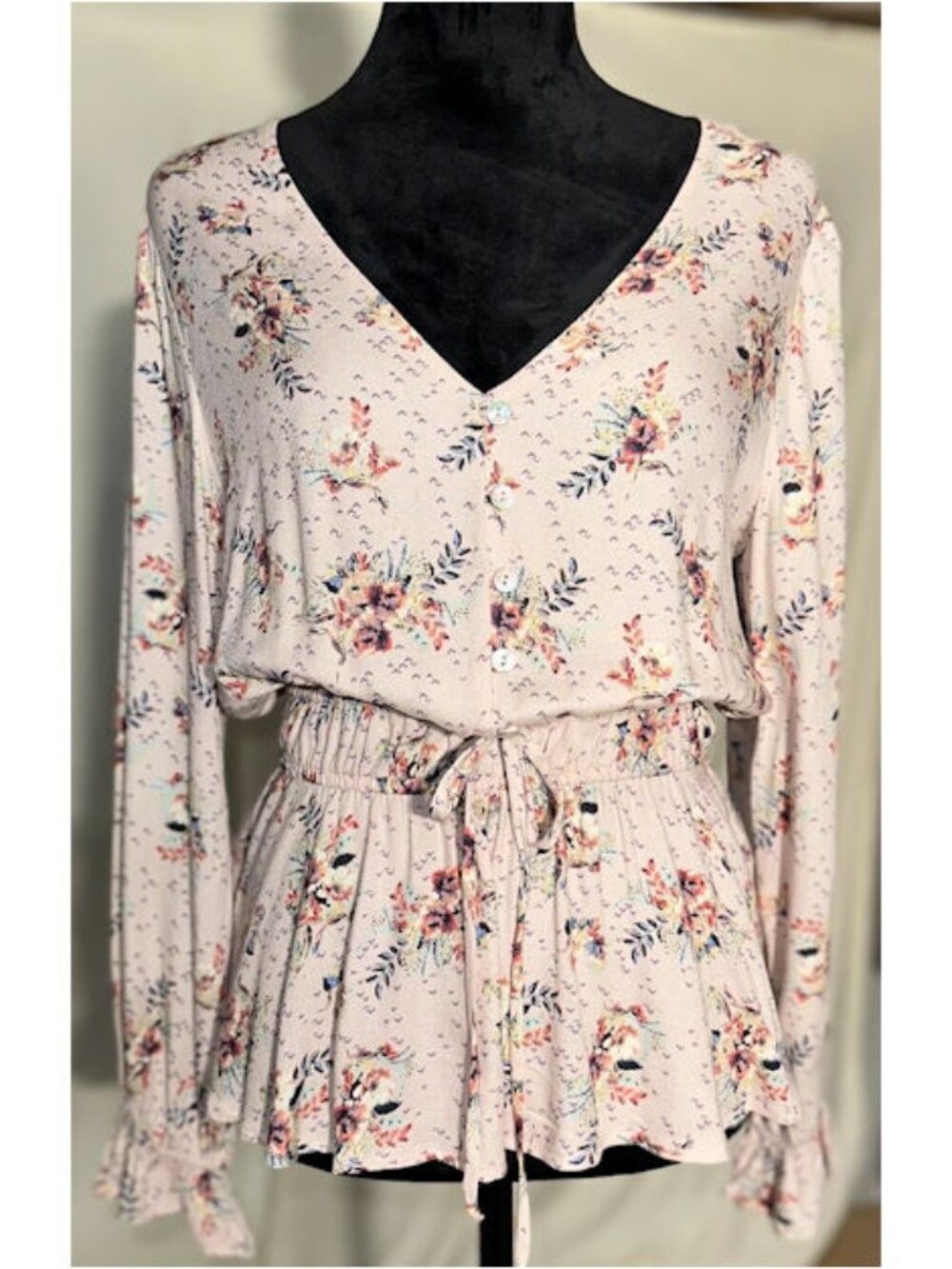 Maurices Peasant Blouse, Pink Floral, NWT, XS
